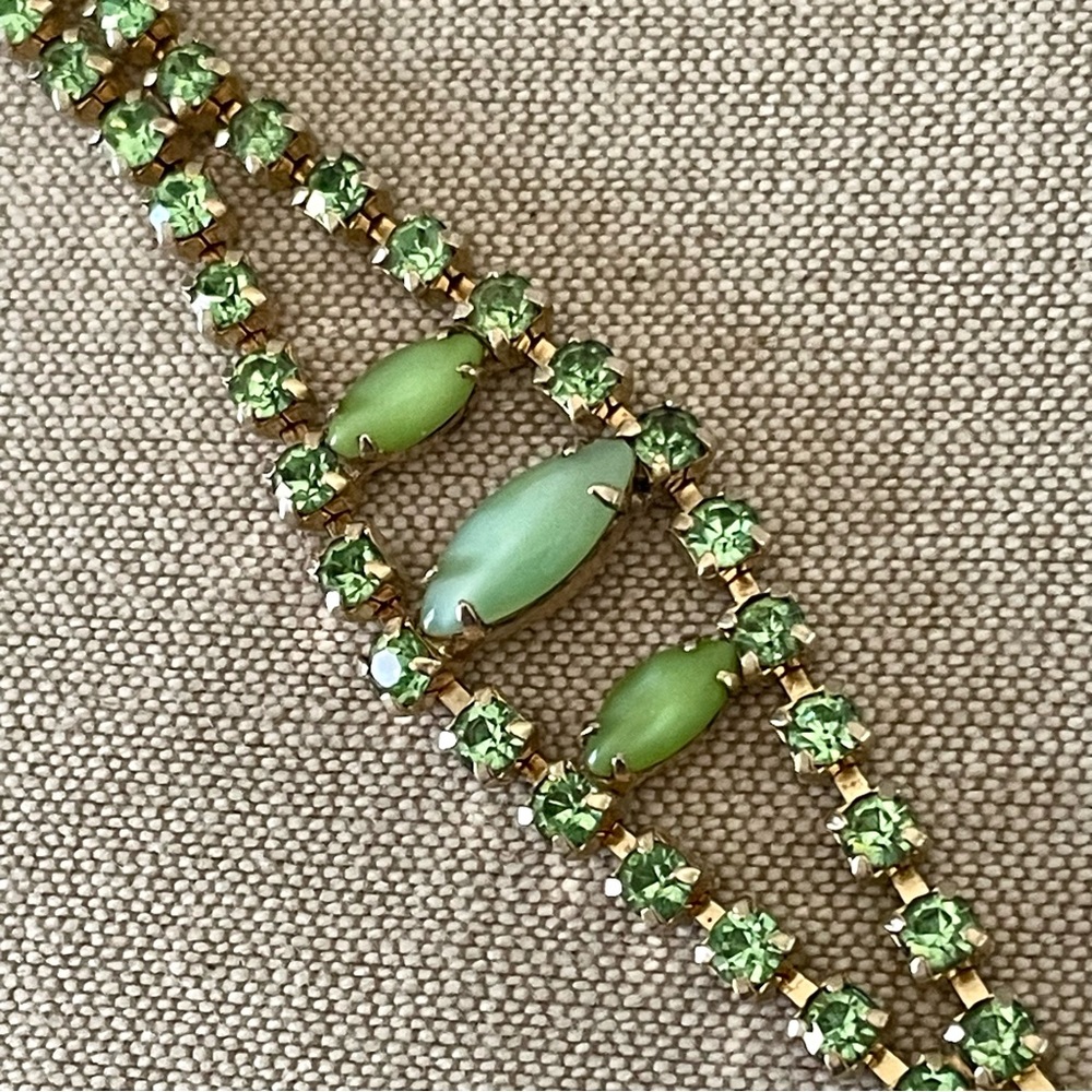 Vintage green rhinestone bracelet